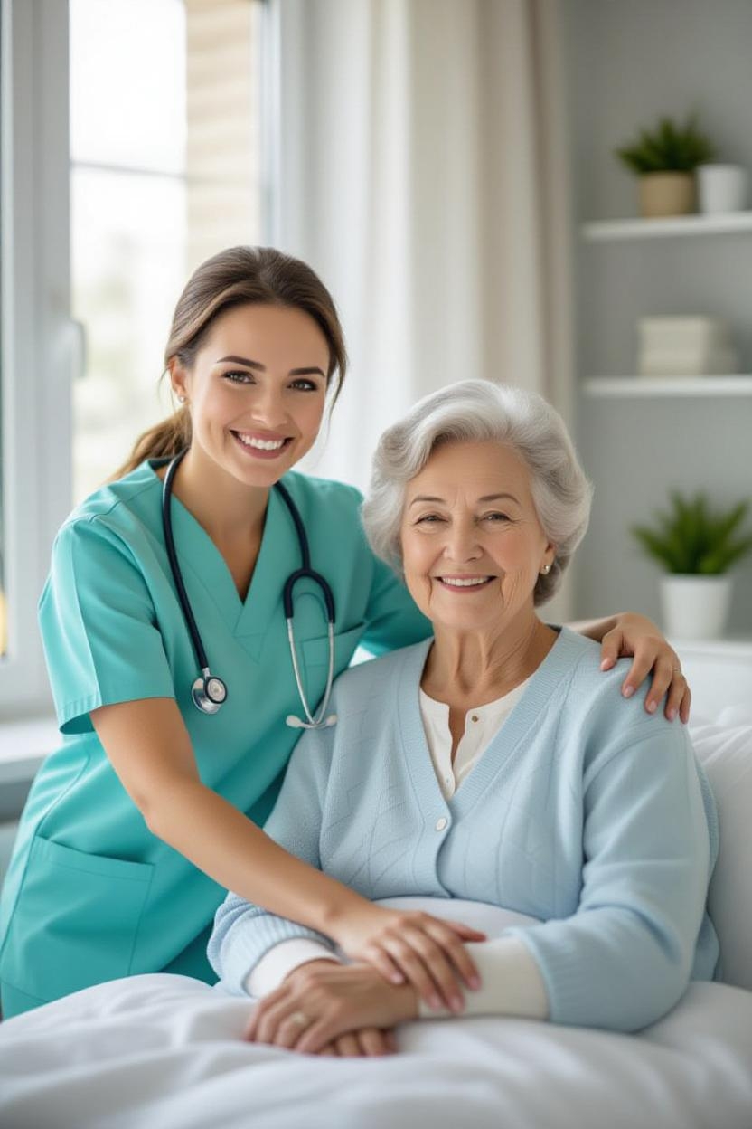 Home care caregiver assisting an older adult