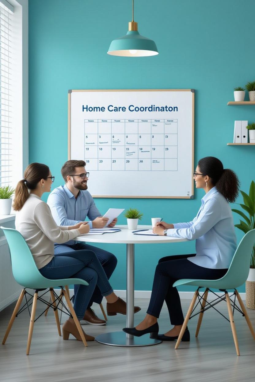 Team huddle of home care coordinators