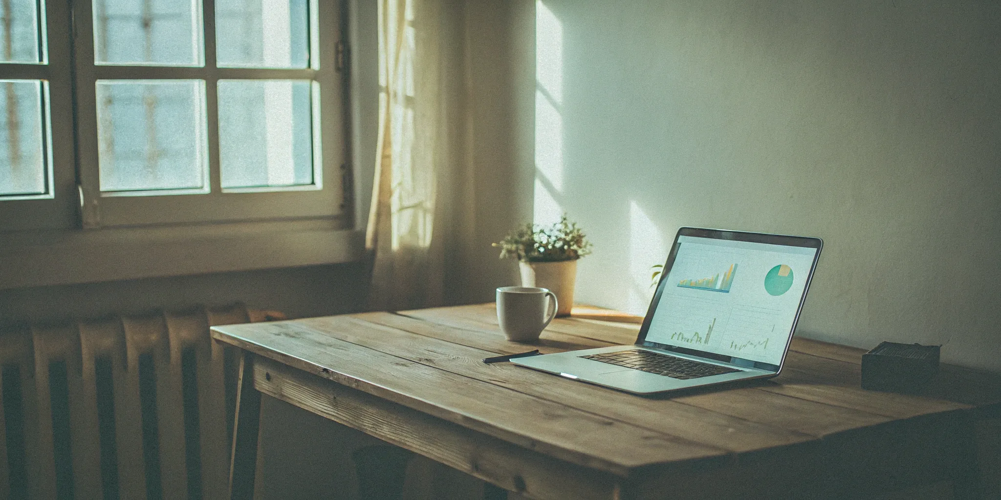 A home care agency planning its finances with a cash advance on a laptop.